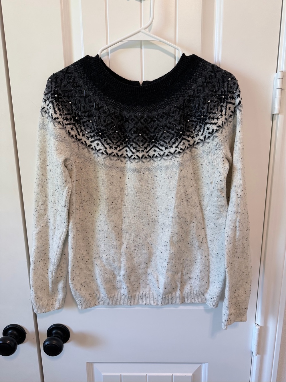Talbots Fair Isle Beaded Nordic Sweater M Wool Blend